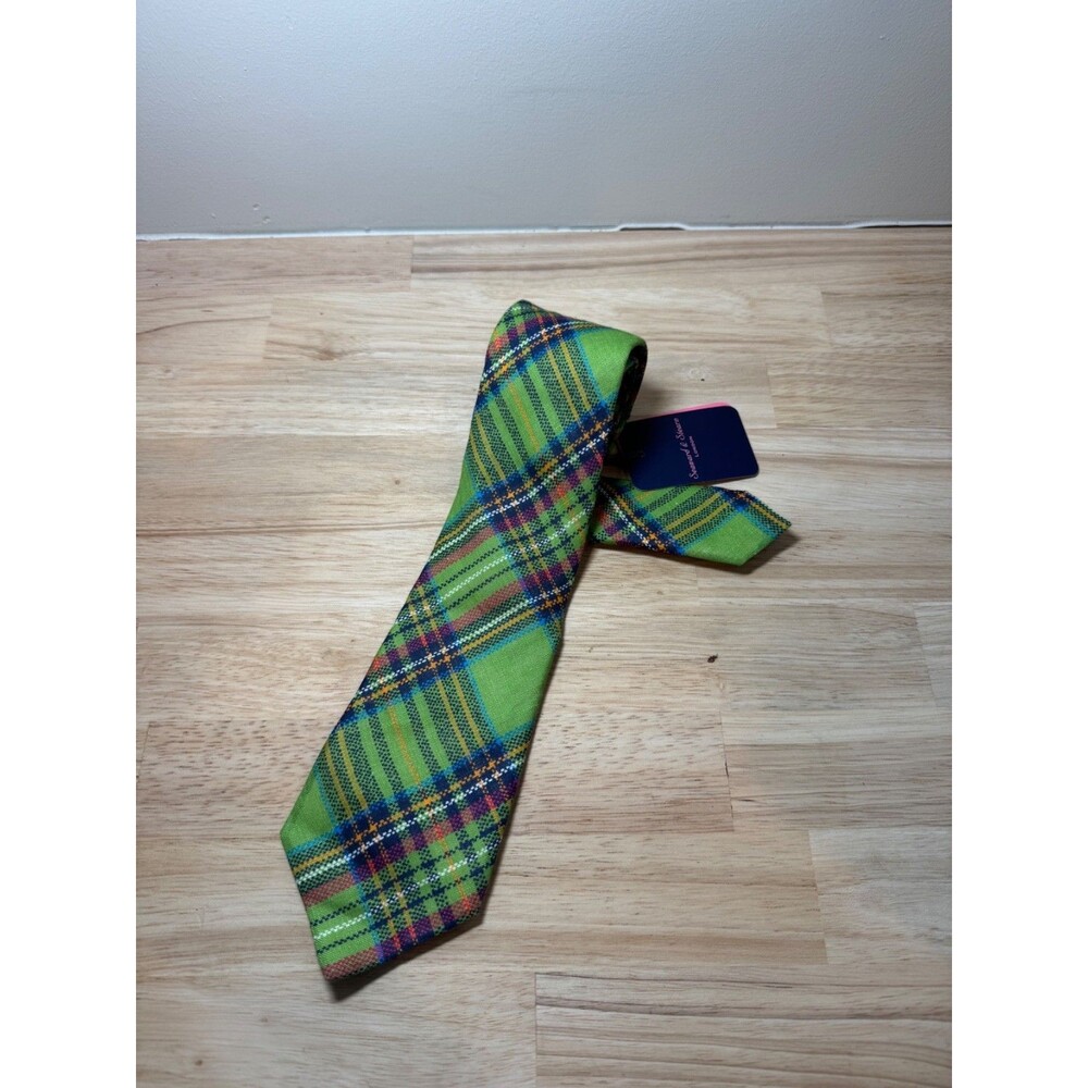 Seaward & Stearn London linen, Necktie, Green, Made In England - NEW WITH TAGS